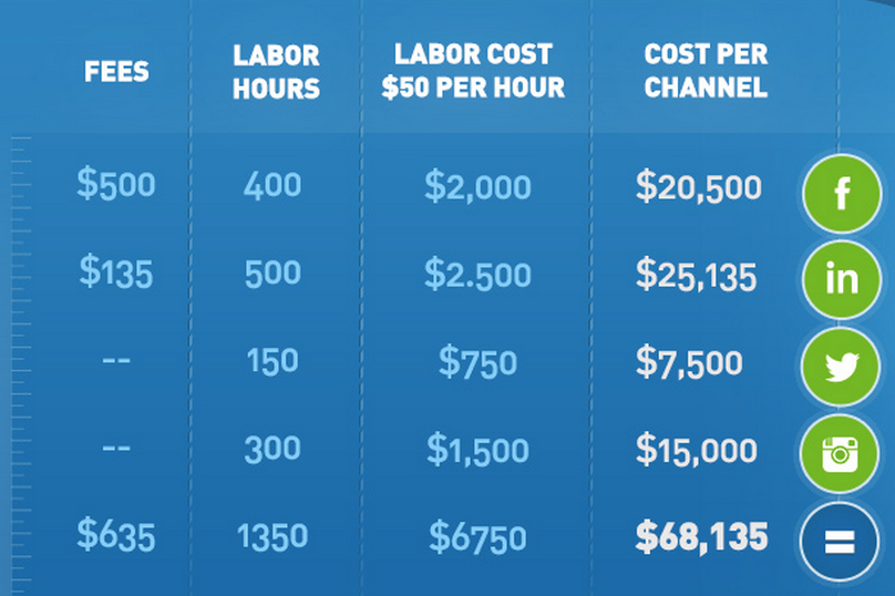cost per social channel chart