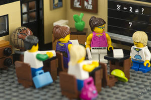 A Lego scene of a classroom