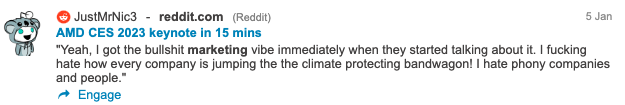 Redditor is commenting on phony marketing at the CES 2023