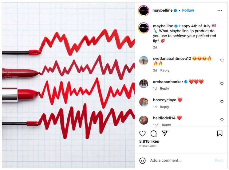 Maybelline Instagram post