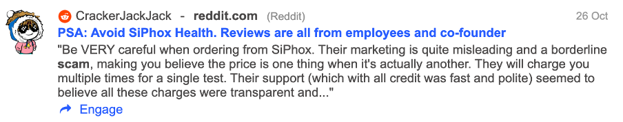 Screenshot show a comment on Reddit about bad marketing