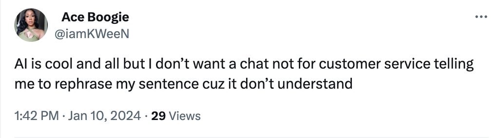 X post on AI and customer service