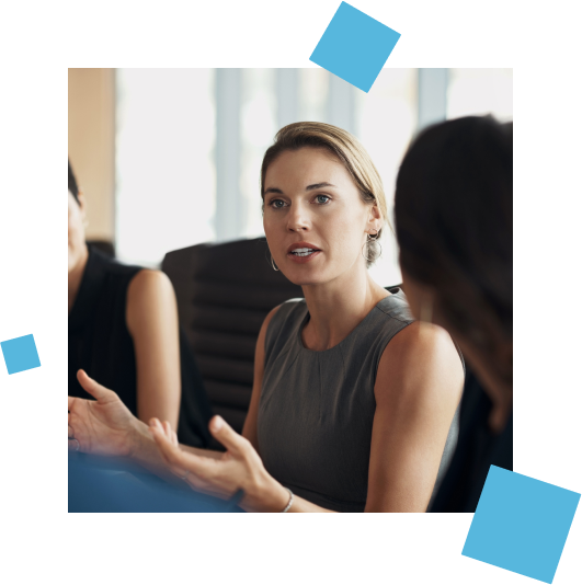 Young woman making a point during a business meeting.