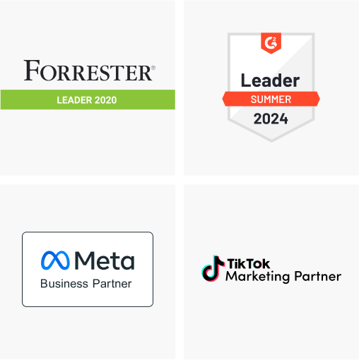 Forrester leader, G2 leader, meta business partner, tiktok marketing partner
