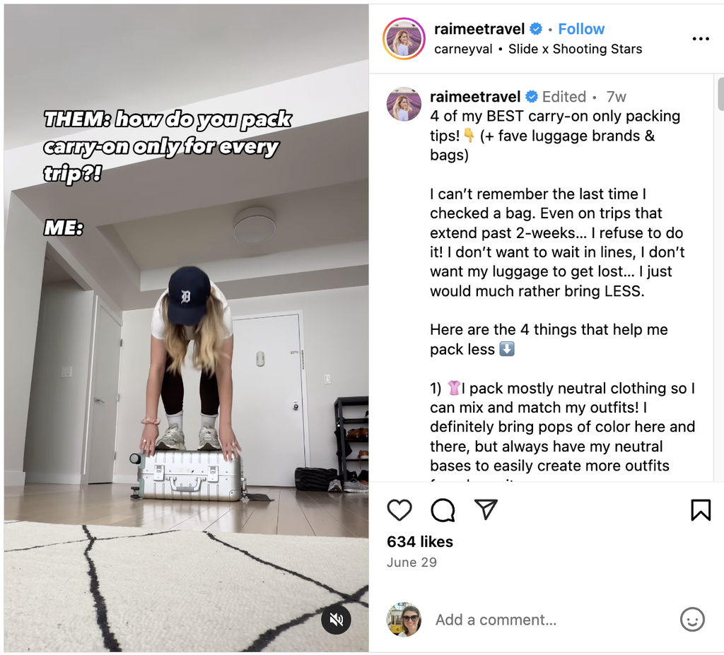 Raimee Iacofano, travel influencer on Instagram