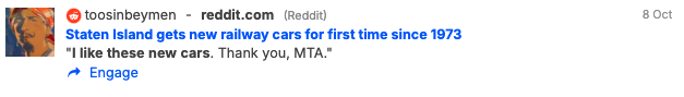 Redditor: Thank you, The MTA