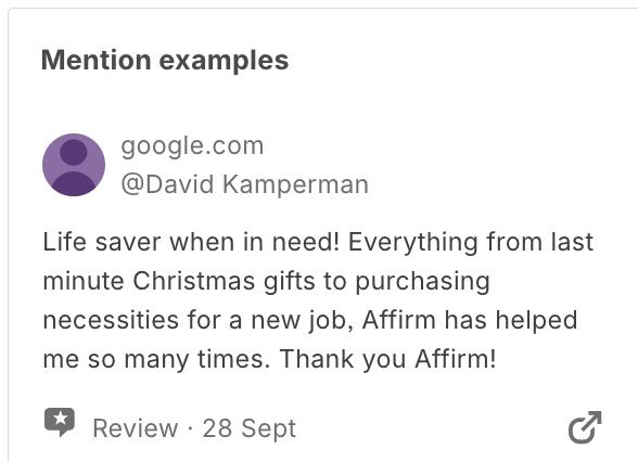 A consumer discusses the benefits of paying with Affirm