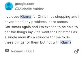 A consumer discusses the benefits of paying for Xmas gifts with Klarna