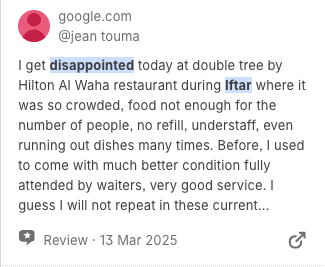 Bad Ramadan dining experience