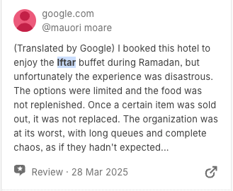 Bad Ramadan dining experience