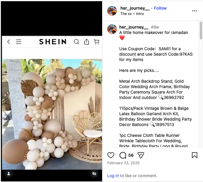 Influencer is showing Ramadan decor items from Shein