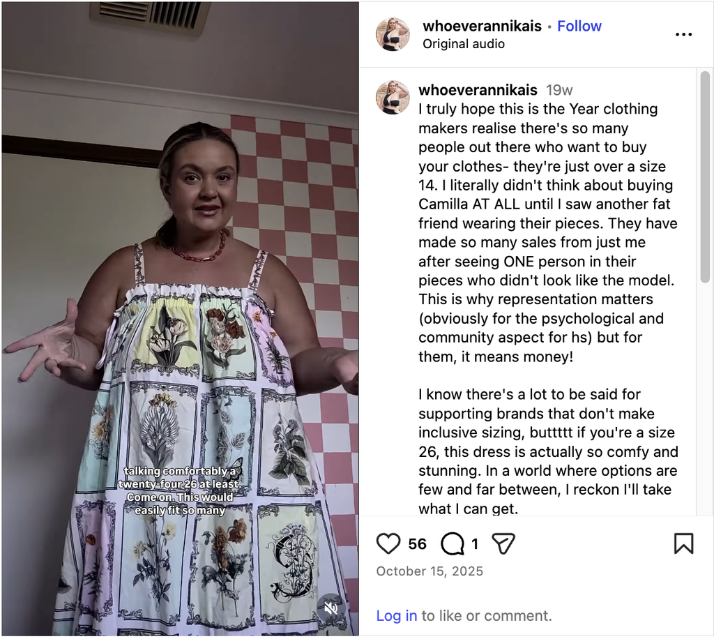 Consumer discusses representation in fashion and limited sizing options